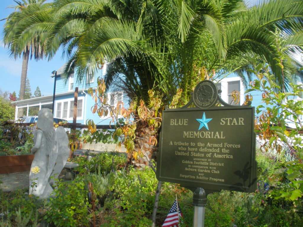 Blue Star Plaque at Auburn Armed Forces Community Garden